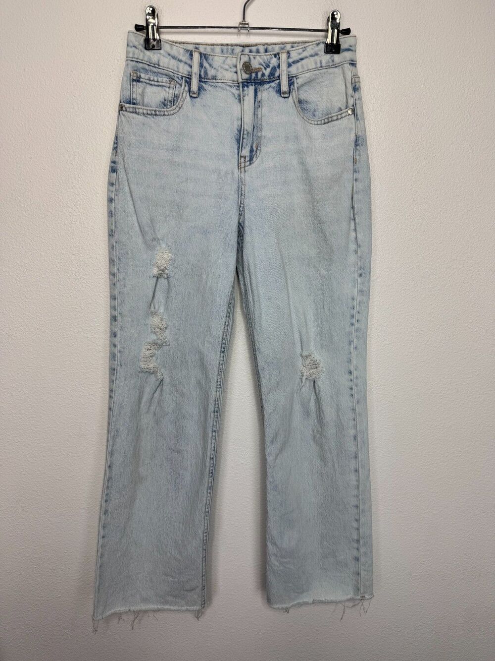 Art Class Girls 12 Distressed Mid-Rise Girlfriend Jeans Light Wash Denim Raw Hem